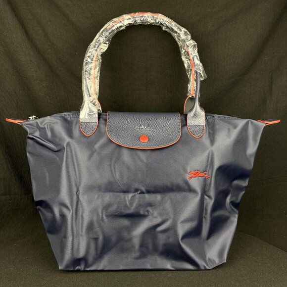 NWT Longchamp Le Pliage Original Large Shoulder Nylon Bag Tote Navy - Picture 2 of 7